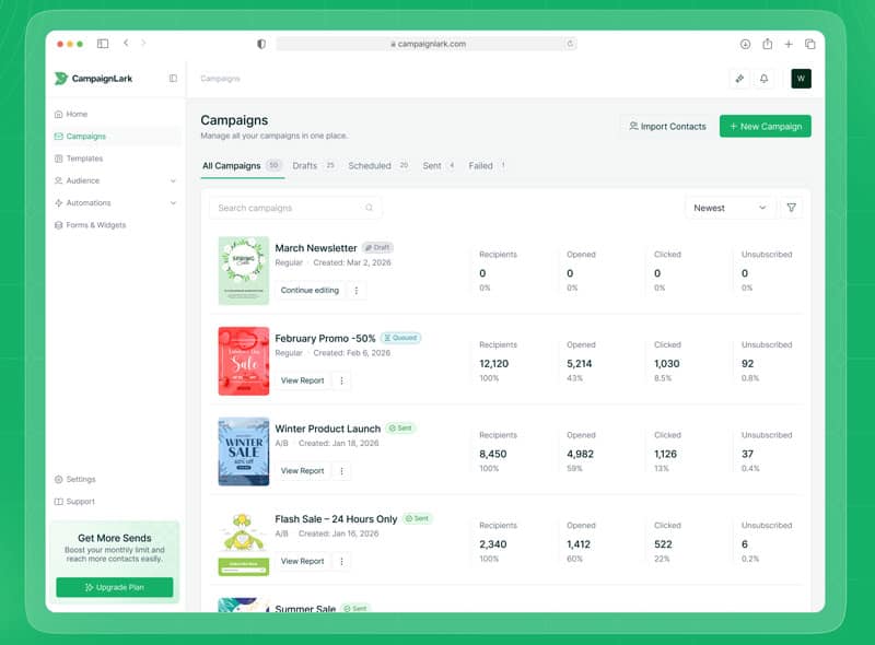 Email Marketing Platform | CampaignLark &raquo; VisualWeb